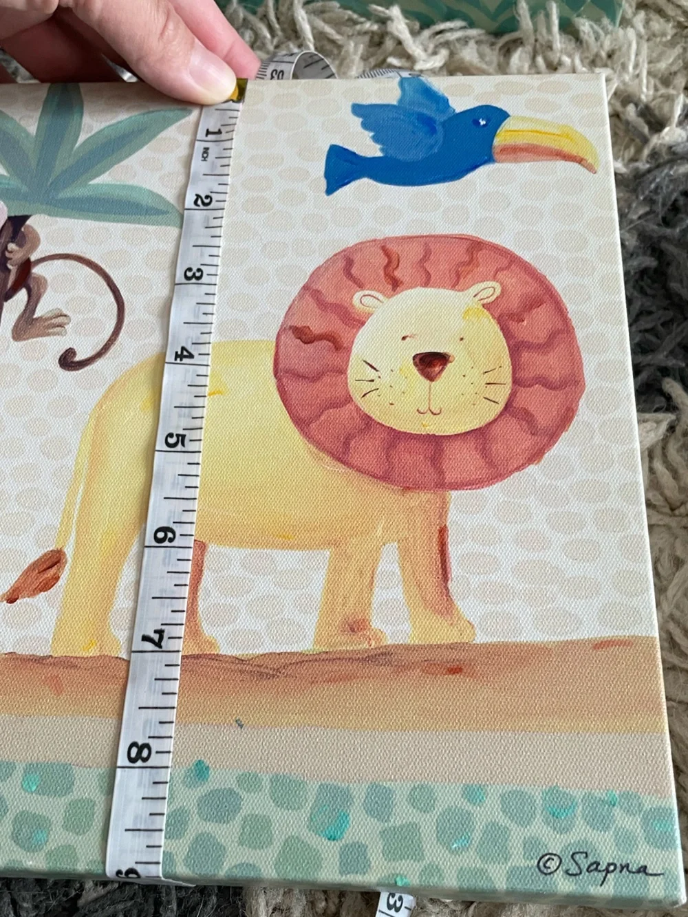 Sapna Set of 4 Nursery Jungle Animal Wall Art Set Neutral Blue, Yellow, Green